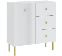VIENA 1D3S komód, Fehér/Arany