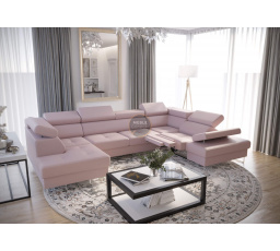 NAROŻNIK GALAXY MAX II RELAX Z FUNKCJĄ SPANIA 215x350x170 SKÓRA NATURALNA - prawa , Skóra beżowa