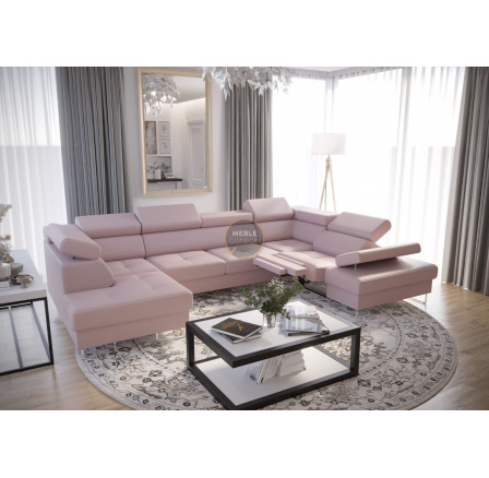 NAROŻNIK GALAXY MAX II RELAX Z FUNKCJĄ SPANIA 215x350x170 SKÓRA NATURALNA - prawa , Skóra beżowa