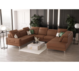 NAROŻNIK MALIBU MAX I 260x350x220 CM SKÓRA NATURALNA - Skóra brązowa , Strona lewa