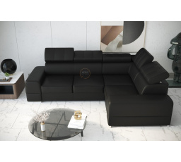 NAROŻNIK ROYAL II 280×210 SKÓRA NATURALNA - prawa , Skóra czarna