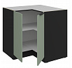Dolní rohová skříňka ARIA - 90x90 DN 2F BB, Černá/Aquamarine