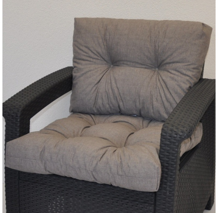 Polstr na křeslo z umělého ratanu - látka šedý melír