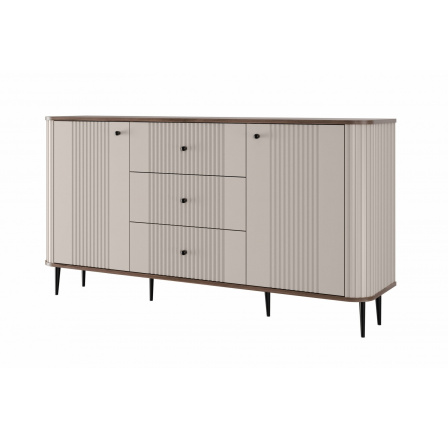 Komoda z szufladami Vesper 160 cm - kaszmir / orzech / czarne nogi