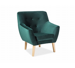 NORDIC 1 Velvet fotel, zöld Bluvel 78/bükk
