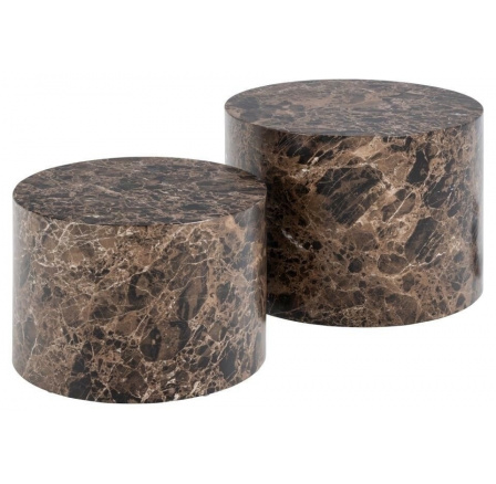 2 darabos Dice kerek barna márvány asztalkészlet