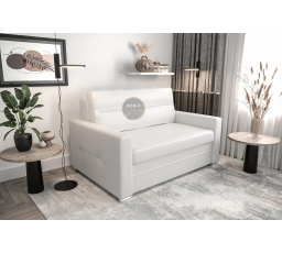 SOFA Z FUNCJĄ SPANIA ARTE I 140CM - SKÓRA NATURALNA - Skóra biała
