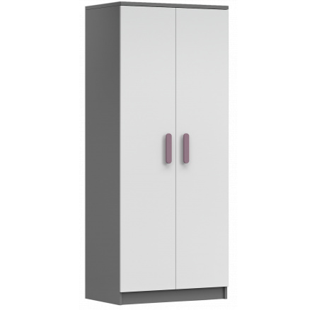 2D SMYK II - 06 Gardróbszekrény, Szürke/Fehér/Hanga