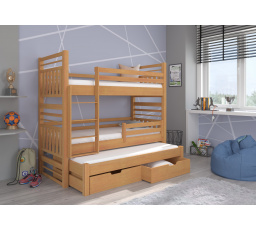 Háromszemélyes emeletes ágy HIPPO 180x80 Bükk