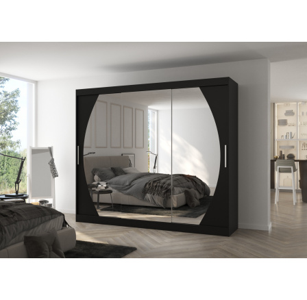 Tolóajtós szekrény tükörrel CAMBE 250 Fekete+Fekete