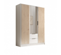 Neri 150 ruhásszekrény ajtókkal és tükrökkel Fehér+Fehér