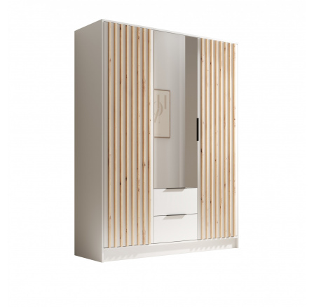 Neri 150 ruhásszekrény ajtókkal és tükrökkel Fehér+Fehér