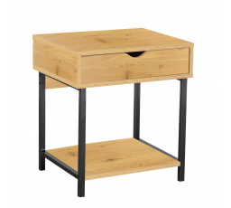 Éjjeliszekrény természetes tölgy/fekete keret SN6-FX