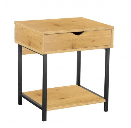 Éjjeliszekrény természetes tölgy/fekete keret SN6-FX