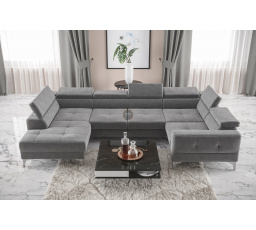 NAROŻNIK ROZKŁADANY TOSCANIA MAX I 170x350x185 CM - prawa , Odcienie szarości