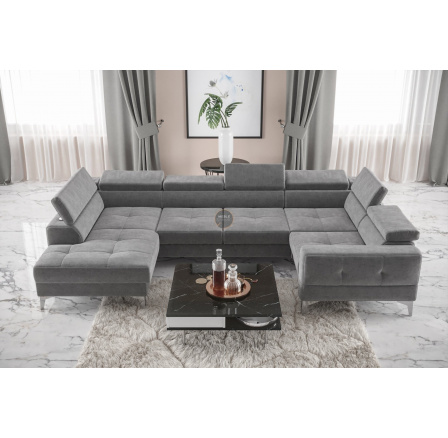 NAROŻNIK ROZKŁADANY TOSCANIA MAX I 170x350x185 CM - prawa , Odcienie szarości