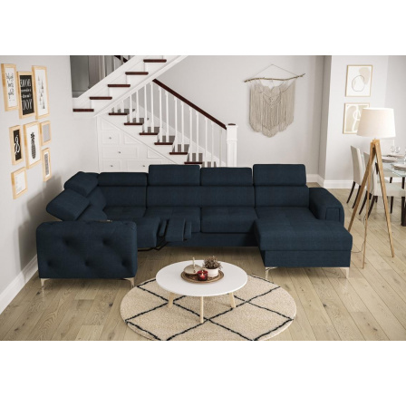 NAROŻNIK ORION MAX III RELAX Z FUNKCJĄ SPANIA 165x320x190 CM - Odcienie granatu , lewa