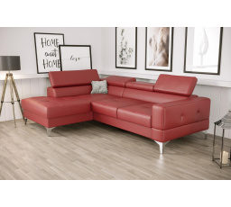 NAROŻNIK TOSCANIA MINI SKÓRA NATURALNA 170x250 CM - Odcienie czerwieni , lewa