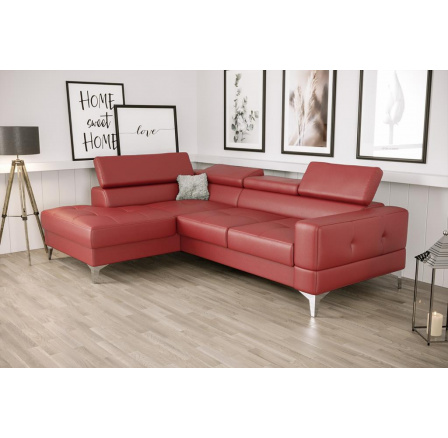 NAROŻNIK TOSCANIA MINI SKÓRA NATURALNA 170x250 CM - Odcienie czerwieni , lewa