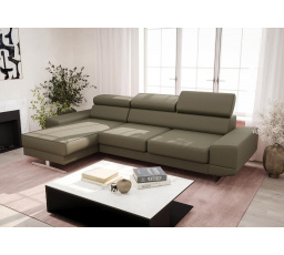 NAROŻNIK MILANO MINI SKÓRA NATURALNA - Skóra oliwkowa , lewa