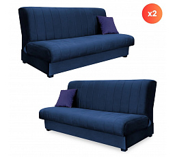 Zestaw 2x Wersalka Rozkładana SIGMA Granatowa Welurowa