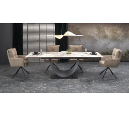 FERNANDO étkezőasztal, Fehér márvány hatás/Fekete