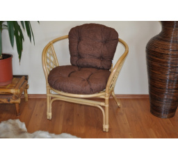 Ratanové křeslo Bahama medové polstr hnědý melír