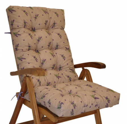 Polstr na teakové zahradní křeslo vysoké - látka levandule