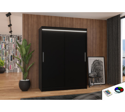 Tolóajtós szekrény LED világítással DENVER 150 Fekete+Fekete