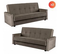 Zestaw 2x Sofa Rozkładana ALUNA Beżowa