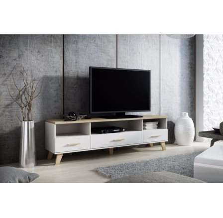 TV komód LOTTA RTV 180 3S3K, Fehér/ Sonoma tölgy