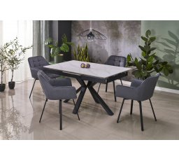 PLATAN étkezőasztal, fehér márvány hatás / fekete