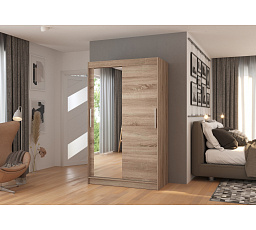 Tolóajtós szekrény tükörrel BARIO 120 Truffle+Truffle