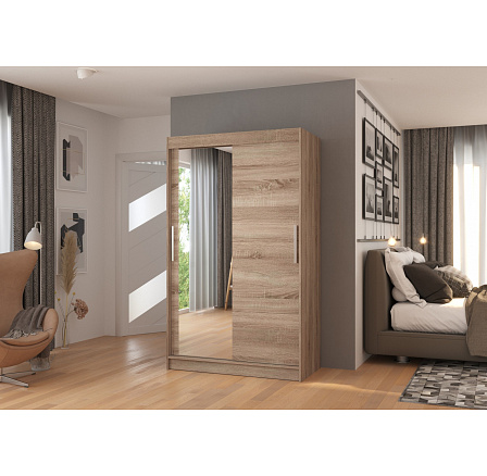 Tolóajtós szekrény tükörrel BARIO 120 Truffle+Truffle