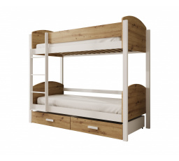 Gyerek Emeletes Ágy Jori 180x80 Fehér+Fehér