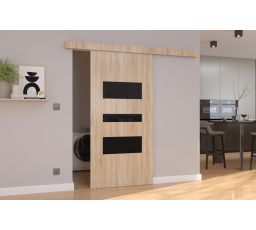 CENTO 106 tolóajtó falra Sonoma+Fekete Lacobel