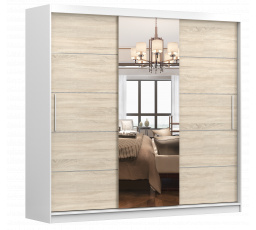 MULTI 23 Gardróbszekrény, Fehér/Sonoma Tölgy