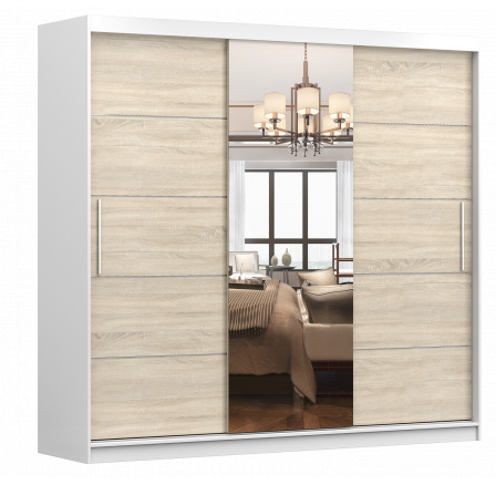 MULTI 23 Gardróbszekrény, Fehér/Sonoma Tölgy