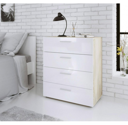 Komoda PEDRO 501, Dub/Bílý lesk