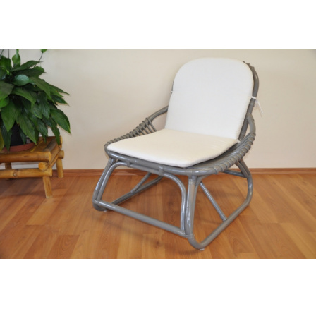 Křeslo Denpasar šedé polstr přírodní bílý