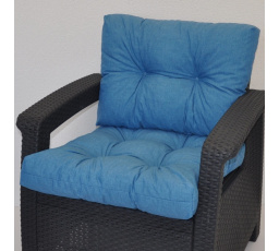 Polstr na křeslo z umělého ratanu - látka tyrkysový melír