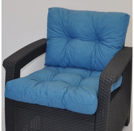 Polstr na křeslo z umělého ratanu - látka tyrkysový melír