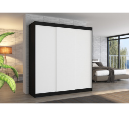 Tolóajtós szekrény MEGAN 200 Fekete+Fehér