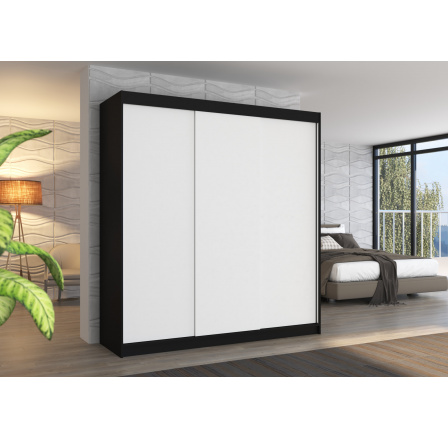 Tolóajtós szekrény MEGAN 200 Fekete+Fehér