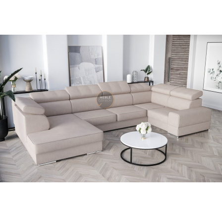 NAROŻNIK ROYAL MAX I 210x375x185 - prawa , Odcienie beżu