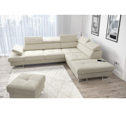 NAROŻNIK GALAXY Z FUNKCJĄ SPANIA 225X280 - prawa , Odcienie beżu