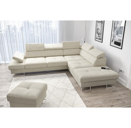 NAROŻNIK GALAXY Z FUNKCJĄ SPANIA 225X280 - prawa , Odcienie beżu