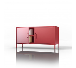 Alacsony fém szekrény lábakon Modern piros ROSA 1150 x 595 x 400 mm