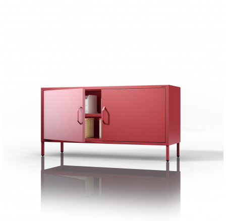Alacsony fém szekrény lábakon Modern piros ROSA 1150 x 595 x 400 mm