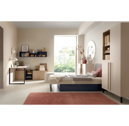 SERGIO 1 gyerekszoba, Bézs-homok/Tölgy olajozott/Királykék